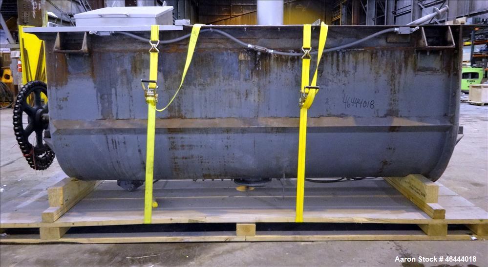 Used Young Machinery Paddle & Ribbon Blender, Size 12 42-10-0, Approximate 110 Cubic Feet Working Capacity, Carbon Steel. Non-jacketed trough 42-1/2" wide x 120" long x approximately 48" deep. Approx...