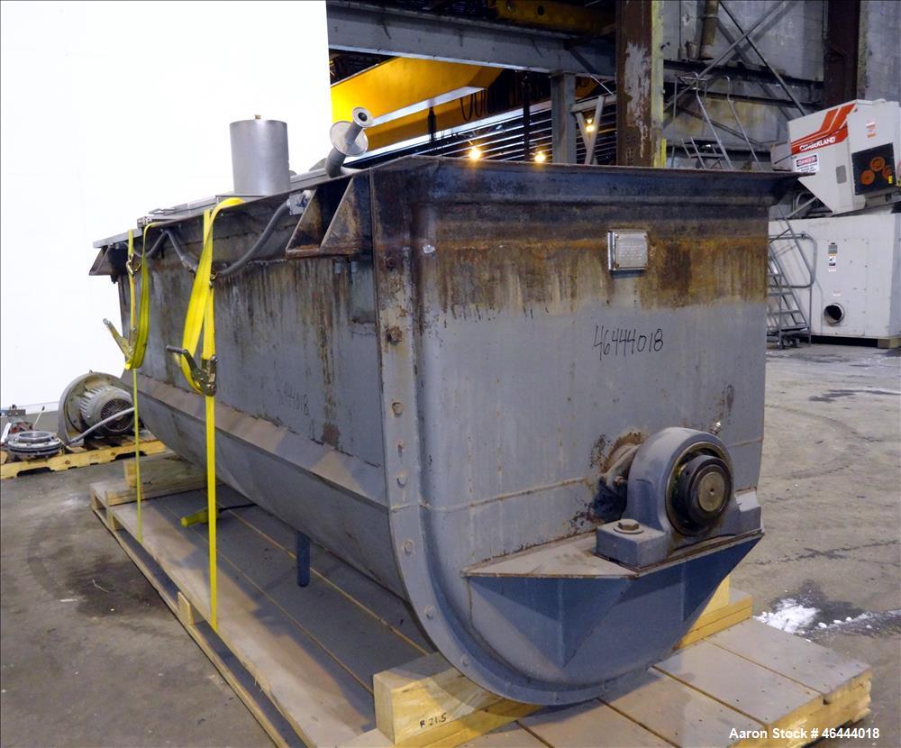 Used Young Machinery Paddle & Ribbon Blender, Size 12 42-10-0, Approximate 110 Cubic Feet Working Capacity, Carbon Steel. Non-jacketed trough 42-1/2" wide x 120" long x approximately 48" deep. Approx...