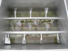 Used Custom Metalcraft Dual Shaft Paddle Mixer, 15 cubic feet, model DRB-15, 304 stainless steel. Dimpled jacketed tapered trough 39'' wide x 48'' long x 25'' deep. (10) approximately 4 1/2'' wide x ...