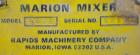 Used Marion Paddle Mixer, Model 1001, 1.5 cubic foot working capacity. 304 stainless steel clad; carbon steel outside. Non-jacketed trough 12
