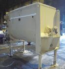 Used McCarter Corp Chocolate Mixer, approximately 76 cubic feet (560 gallon), carbon steel. Jacketed trough approximately 42'' wide x 84'' long x 56'' deep, rated 40 psi at 275 deg F. Approximate 5''...