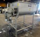 Used Mepaco Twin Shaft Paddle Mixer, Model 170, 2000 Pound Working Capacity (40 Cubic Feet), 304 Stainless Steel. Non-jacketed trough 71