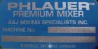 Used Phlauer Fluidized Zone Mixer, Model F-250S, 304 stainless steel, 8.8 cubic foot batch capacity. Non-jacketed trough 35.5