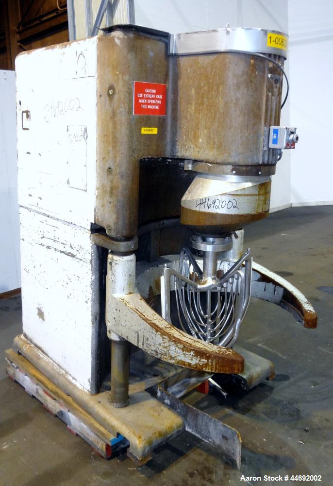 Used AMF Glen 340 Quart (85 Gallon) Planetary Mixer. Manual speed range 45 to 330 rpm. Includes (1) 304 stainless steel four wing attachment. Approximate 2hp elevating head motor, approximate 24-1/2 ...