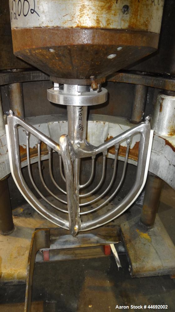 Used AMF Glen 340 Quart (85 Gallon) Planetary Mixer. Manual speed range 45 to 330 rpm. Includes (1) 304 stainless steel four wing attachment. Approximate 2hp elevating head motor, approximate 24-1/2 ...