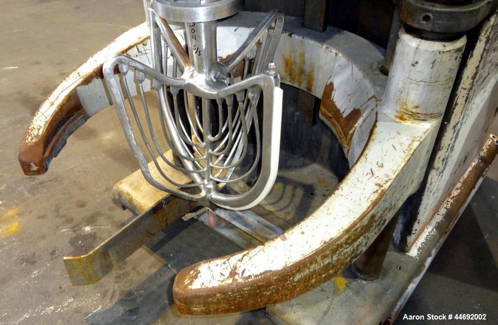 Used AMF Glen 340 Quart (85 Gallon) Planetary Mixer. Manual speed range 45 to 330 rpm. Includes (1) 304 stainless steel four wing attachment. Approximate 2hp elevating head motor, approximate 24-1/2 ...