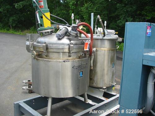 USED: Ross model CDA-50 (new model number of PVM series). Dual shaft design, 50 gallon working capacity, 65 gallon total capacity, sanitary stainless steel construction. Unit has 2 blade anchor agita...