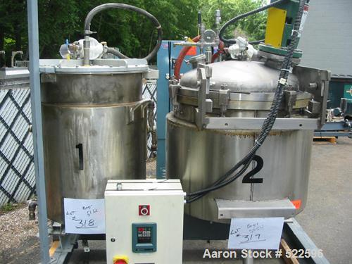 USED: Ross model CDA-50 (new model number of PVM series). Dual shaft design, 50 gallon working capacity, 65 gallon total capacity, sanitary stainless steel construction. Unit has 2 blade anchor agita...