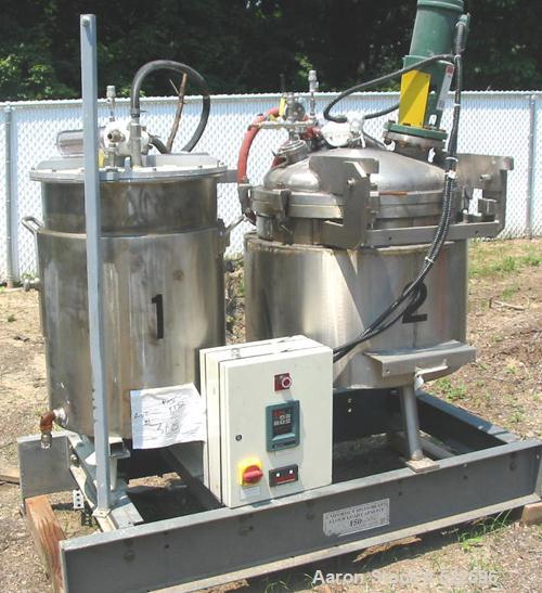 USED: Ross model CDA-50 (new model number of PVM series). Dual shaft design, 50 gallon working capacity, 65 gallon total capacity, sanitary stainless steel construction. Unit has 2 blade anchor agita...
