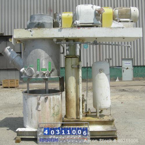 Used Ross Double Planetary Mixer, model HDM100, 304 stainless steel. 10-100 gallon working capacity. 34 1/2'' diameter x 28'' deep carbon steel jacketed can, rated internal FV, jacket 90 psi at 331 d...