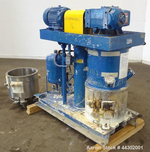 Used Ross Double Planetary Mixer, Model HDM-10, 316 Stainless Steel. 2-12 Gallon working capacity, 15 gallon total. Orbital speed 18-37 rpm, stirrer on own axis speed 19-39 rpm. Change can design wit...