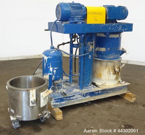 Used Ross Double Planetary Mixer, Model HDM-10, 316 Stainless Steel. 2-12 Gallon working capacity, 15 gallon total. Orbital speed 18-37 rpm, stirrer on own axis speed 19-39 rpm. Change can design wit...