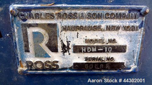 Used Ross Double Planetary Mixer, Model HDM-10, 316 Stainless Steel. 2-12 Gallon working capacity, 15 gallon total. Orbital speed 18-37 rpm, stirrer on own axis speed 19-39 rpm. Change can design wit...