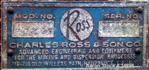 Used Stainless Steel Ross Double Planetary Mixer, Model HDM-25, 5-25 gallon working capacity