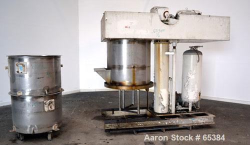 Used Ross Double Planetary Mixer, Model HDM75, 304 Stainless Steel. 10-75 Gallon working capacity. (2) 34-1/2" Diameter x 22-1/2" deep non-jacketed mixing cans. Air/oil lift, top dust hood with a 7” ...