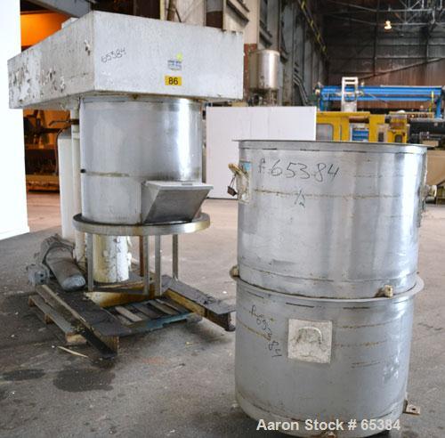 Used Ross Double Planetary Mixer, Model HDM75, 304 Stainless Steel. 10-75 Gallon working capacity. (2) 34-1/2" Diameter x 22-1/2" deep non-jacketed mixing cans. Air/oil lift, top dust hood with a 7” ...