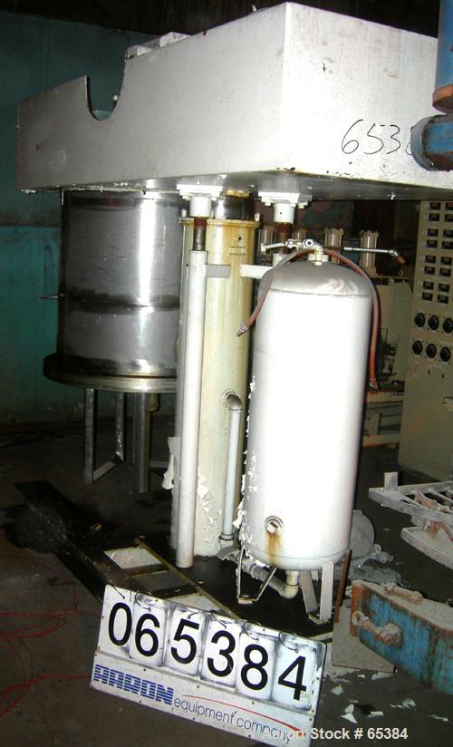 Used Ross Double Planetary Mixer, Model HDM75, 304 Stainless Steel. 10-75 Gallon working capacity. (2) 34-1/2" Diameter x 22-1/2" deep non-jacketed mixing cans. Air/oil lift, top dust hood with a 7” ...