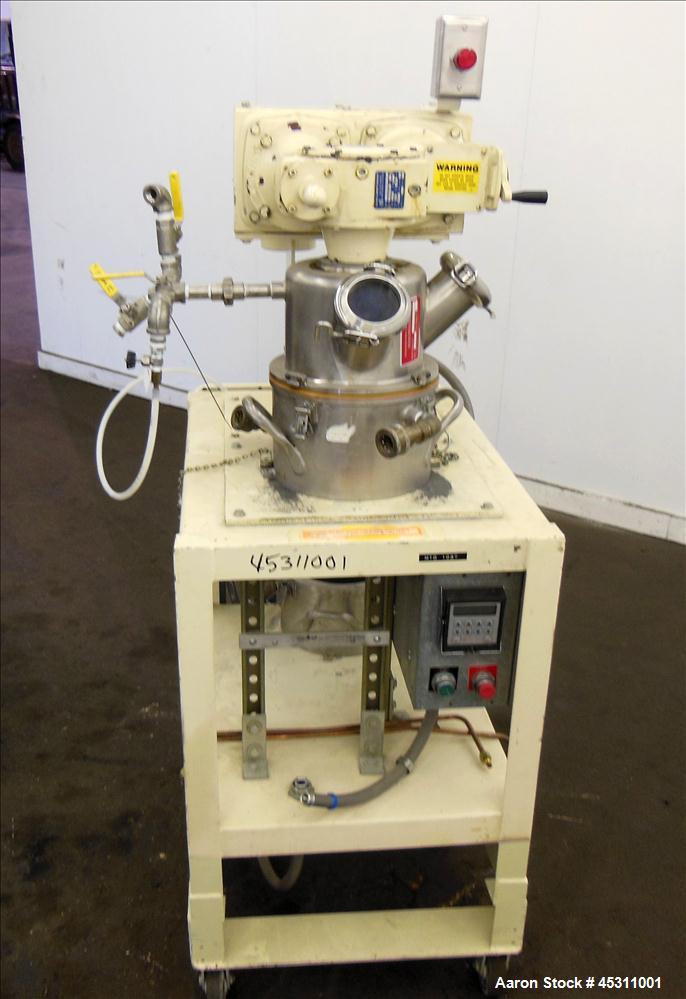 Used Ross Double Planetary Mixer, Model LDM-1, 304 Stainless Steel.  0.95 Gallon working capacity (1 gallon total). (1) 8-1/4" Diameter x 5" deep stainless steel coated jacketed mixing bowl, top tilt...