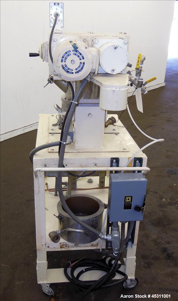 Used Ross Double Planetary Mixer, Model LDM-1, 304 Stainless Steel.  0.95 Gallon working capacity (1 gallon total). (1) 8-1/4" Diameter x 5" deep stainless steel coated jacketed mixing bowl, top tilt...