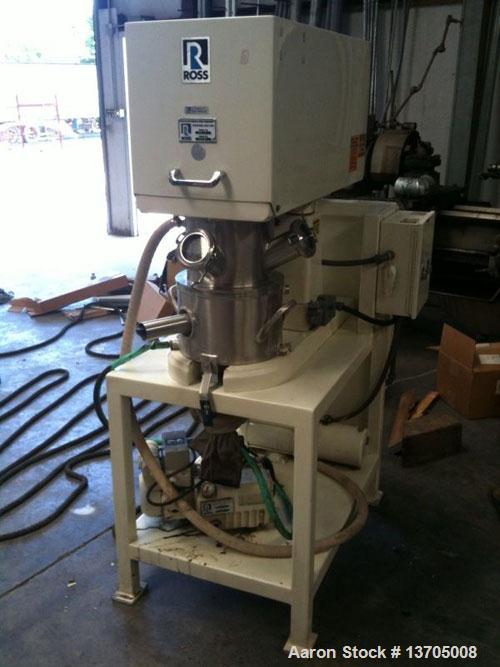 Used Two (2) Gallon Ross PD-2 PowerMix. Vacuum, jacketed, sanitary stainless steel construction, 0.78 to 1.5 gallon mixing capacity, 2 gallon total capacity. Unit has stainless jacketed mix can with ...