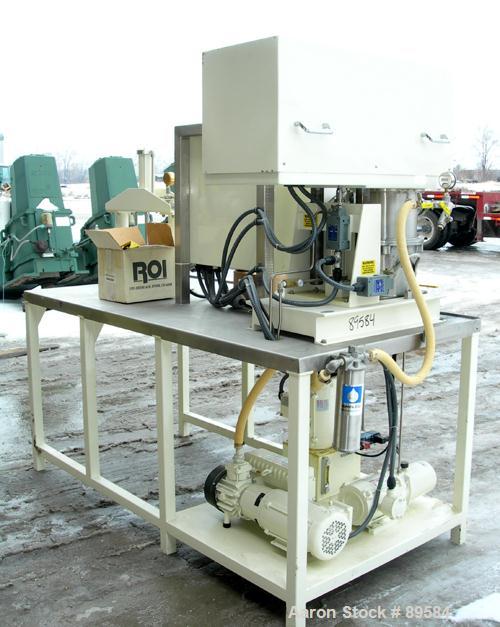 USED: Ross planetary Powermix, model PD/DS-2, 304 stainless steel. 1-1/2 gallon working capacity, 2 total. 9-5/8" diameter x 6-1/2" deep non-jacketed change can design mixing bowl, top vacuum hood wi...