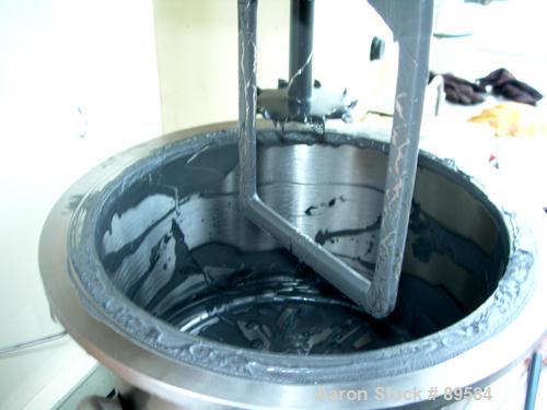 USED: Ross planetary Powermix, model PD/DS-2, 304 stainless steel. 1-1/2 gallon working capacity, 2 total. 9-5/8" diameter x 6-1/2" deep non-jacketed change can design mixing bowl, top vacuum hood wi...