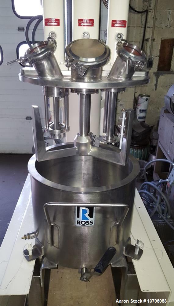 Used- Ross Model PVM-10 Versamix. Triple shaft design. Jacketed. Vacuum. 10 gallon working capacity. 15 gallon total capacit...