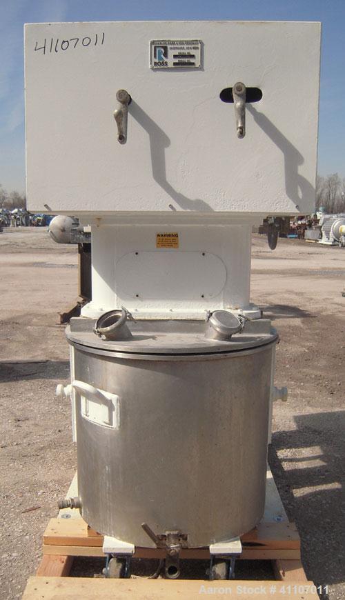 Used - Ross Versa Mixer, Model PVM-40E, 304 stainless steel. Change can design, triple agitation. (1) Anchor style agitator with scrapers, driven by a 5 hp, 1750 rpm motor with adjustable drive pulle...