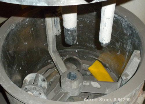 USED: Ross Versa Mix model PVM-10. 10 gallon mixing capacity, 321 stainless steel, change can design. Triple agitation, 18" diameter x 13-1/2" deep carbon steel jacketed can, off-center bottom outlet...