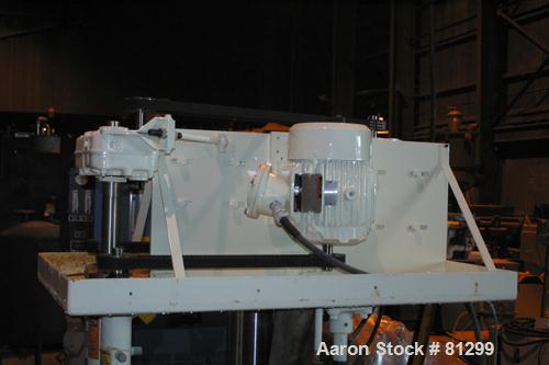 USED: Ross Versa Mix model PVM-10. 10 gallon mixing capacity, 321 stainless steel, change can design. Triple agitation, 18" diameter x 13-1/2" deep carbon steel jacketed can, off-center bottom outlet...