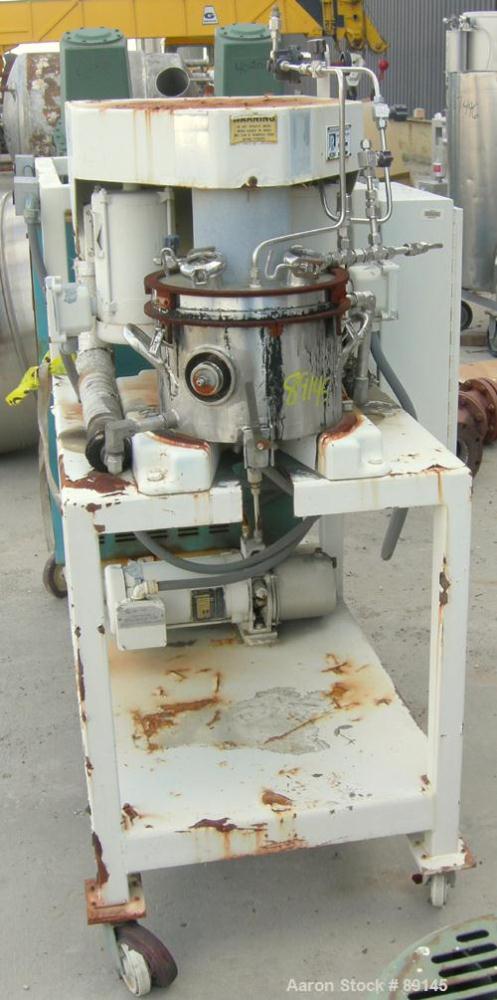 USED: Ross Versa Mix, model PVM2, stainless steel. Change can design. Approximately 9-1/2" diameter x 9" deep jacketed can, approximate 1" outlet, triple agitation. (1) Anchor style agitator, driven ...