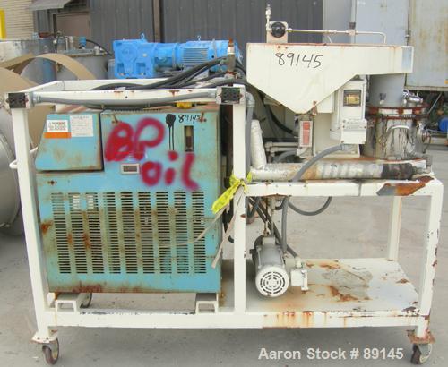 USED: Ross Versa Mix, model PVM2, stainless steel. Change can design. Approximately 9-1/2" diameter x 9" deep jacketed can, approximate 1" outlet, triple agitation. (1) Anchor style agitator, driven ...