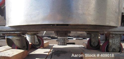 Used Ross 40 Gallon Mixing Can, 304 Stainless Steel. 25" diameter x 22" deep, stainless steel jacketed. 2" outlet. Mounted on casters.