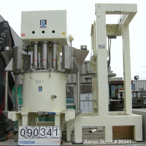 Used Ross Versa Mixer, Model PVM-100, 304 stainless steel.  Rated for full vacuum (29.5" HG) and 5 psi air for discharge purposes only. Change can design, triple agitation. (1) Anchor style agitator,...
