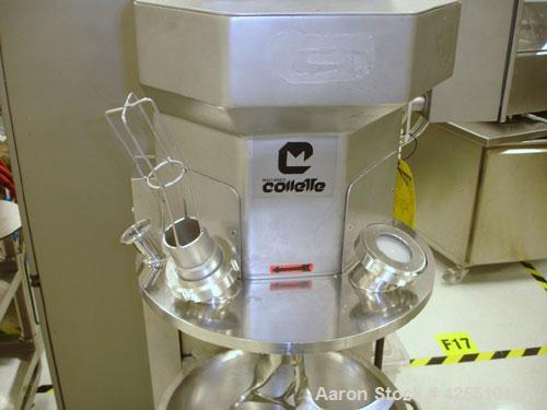 Used Collette High Shear Mixer, Model GRAL 25. 25 Liter (6.6 gallon) stainless steel. Non-jacketed bowl, 5/3.3 hp main drive, 280/420 rpm, 1/2 hp chopper, 1500/3000 rpm, XP motors, manual bowl lift, ...