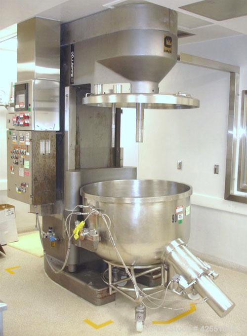 Used Collette High Shear Mixer, Model Gral 600. 43" Diameter stainless steel non jacketed bowl, plug valve discharge, with chopper and main drive with controls, serial #85MG60053. AS IS WHERE IS, LOA...