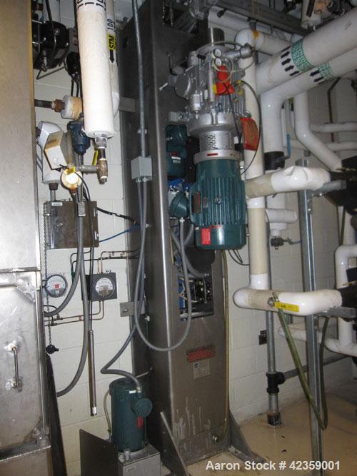 Used Collette 75 Liter High Shear Granulator, Model VACTRON 75, 316L polished stainless steel contact parts. Jacketed bowl 20-1/2'' diameter x 15'' deep. Internal rated 10 psig at -20 to 320 deg F, 3...