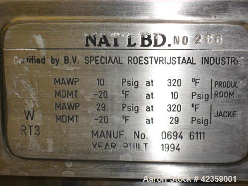 Used Collette 75 Liter High Shear Granulator, Model VACTRON 75, 316L polished stainless steel contact parts. Jacketed bowl 20-1/2'' diameter x 15'' deep. Internal rated 10 psig at -20 to 320 deg F, 3...