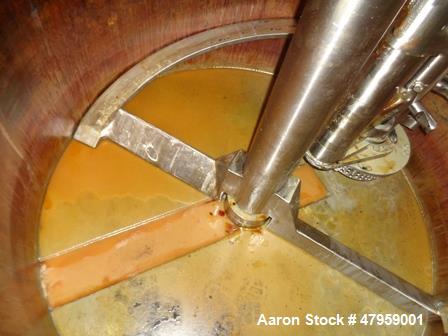 Used Fillworth Type Fillmastic Approximately 1,000 Litre Jacketed Hot Melt Mixer. Approximately mm diameter x mm straight side. Has welded flat bottom and bolted dished top heads. Internally rated at...