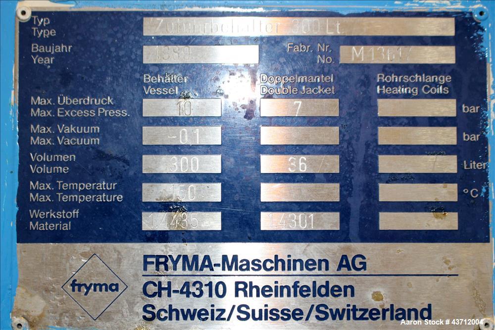 Used Hellmich Reactor, 79 Gallon, 316 Stainless Steel, Vertical.