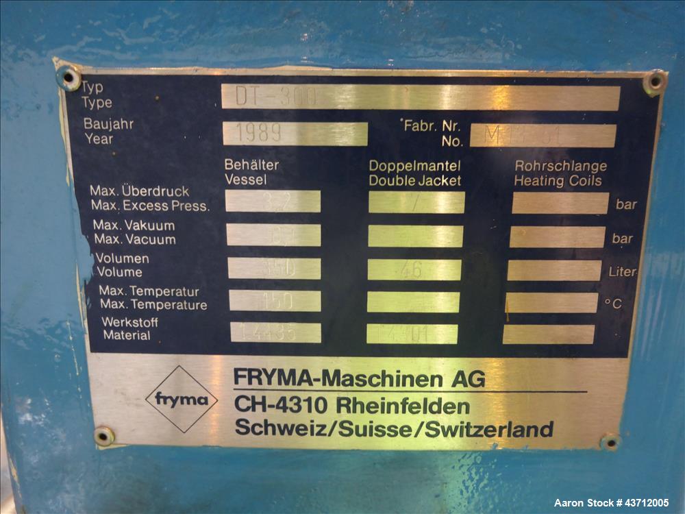 Used Hellmich Reactor, 110 Gallon, 316 Stainless Steel, Vertical.