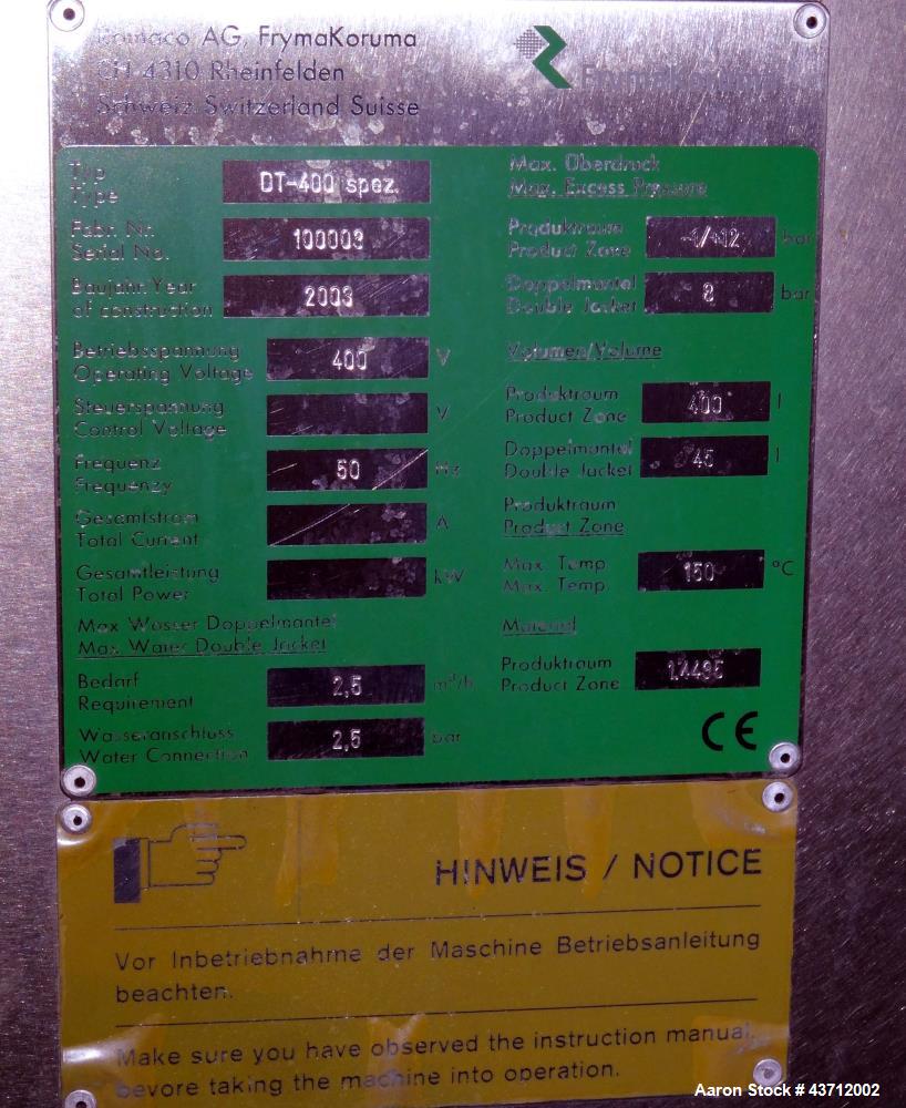 Used Hellmich Reactor, 105 Gallon, 316 Stainless Steel, Vertical.