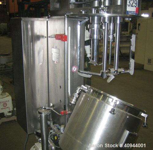 Used Fryma Triple Shaft Vacuum Mixer, Model VME-20, stainless steel. 38 liter total capacity, 20 liter working capacity, internal rated -1 bar (vacuum internal) at 95 deg C, jacket rated 4 bar (58 ps...