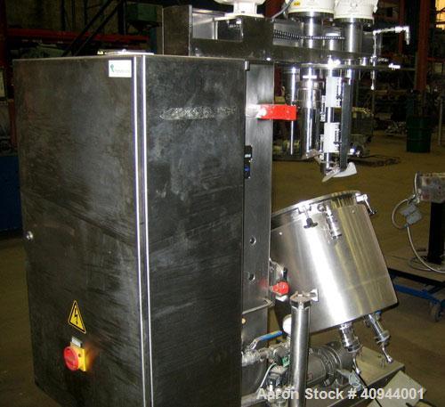 Used Fryma Triple Shaft Vacuum Mixer, Model VME-20, stainless steel. 38 liter total capacity, 20 liter working capacity, internal rated -1 bar (vacuum internal) at 95 deg C, jacket rated 4 bar (58 ps...