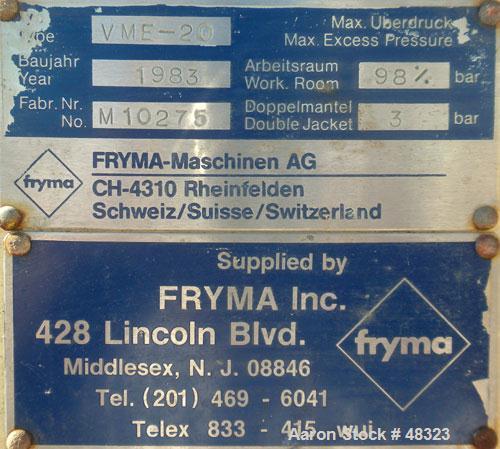Used- Stainless Steel Fryma Triple Motion Vacuum Mixer, Model VME-20