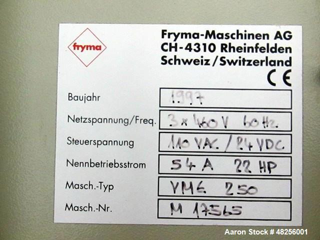 Used Fryma 250 Liter Planetary Mixer, Model VME-250. 424 Liter total capacity, 250 liter working capacity, 316L stainless steel product contact surfaces, approximately 33" diameter x 27" straight sid...