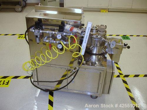 Used Glatt Powerex High Shear Mixer, Model FM-VG-05, stainless steel. 5 Liter (1.32 gallon) jacketed bowl, 3 liter (.79 gallon) working capacity, 1.5 kW main drive, .4 kW chopper, on portable base wi...