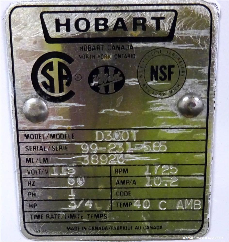 Used Hobart Mixer, Model D300T.