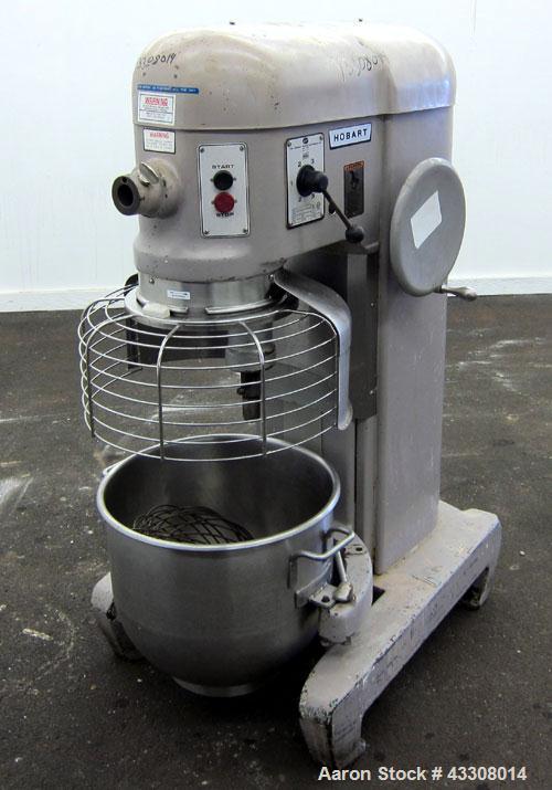 Used Hobart All Purpose Mixer, Model H-600, 60 Quart Capacity (15 Gallon). (4) Fixed speeds. Includes a wire stainless steel bowl guard, manual bowl lift, (1) 18” diameter x 16” deep 304 stainless st...