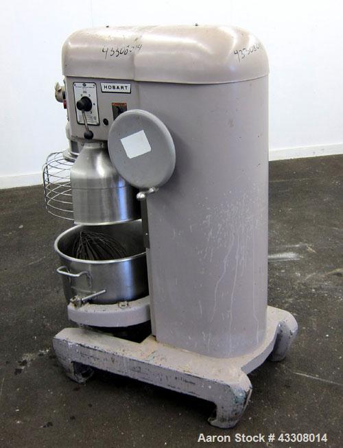 Used Hobart All Purpose Mixer, Model H-600, 60 Quart Capacity (15 Gallon). (4) Fixed speeds. Includes a wire stainless steel bowl guard, manual bowl lift, (1) 18” diameter x 16” deep 304 stainless st...